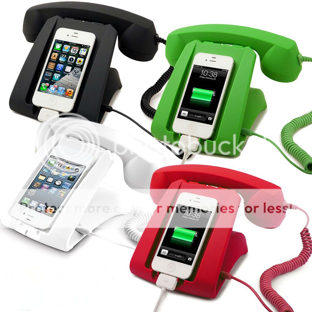 RETRO HANDSET DOCK DESK MOBILE CELL PHONE HOLDER SMARTPHONE 3.5mm